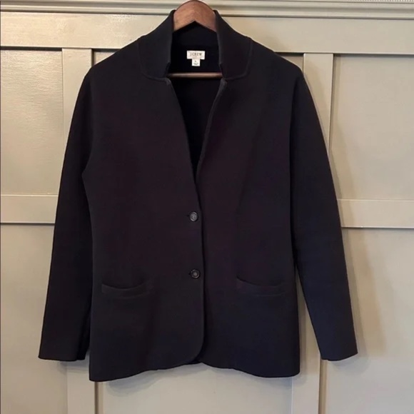 J. Crew Jackets & Blazers - J. Crew Cotton Sweater Blazer Button Front Black Size Large